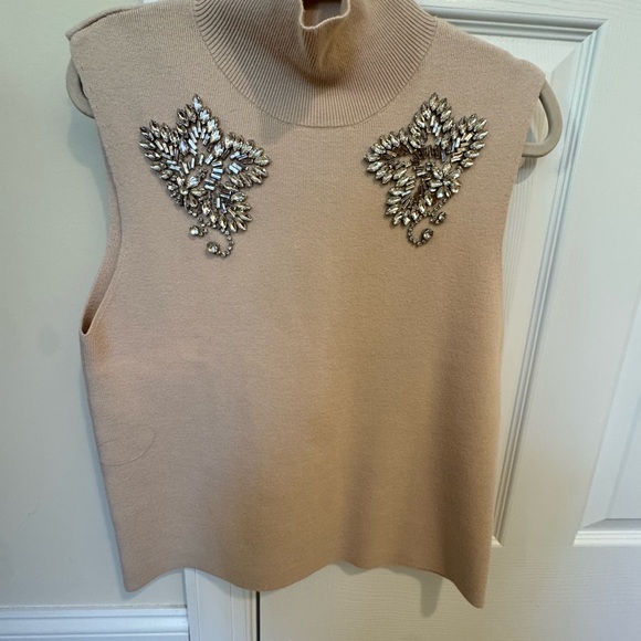 Sachin + Babi Tan Embellished sleeveless turtleneck sweater size S - Picture 1 of 7